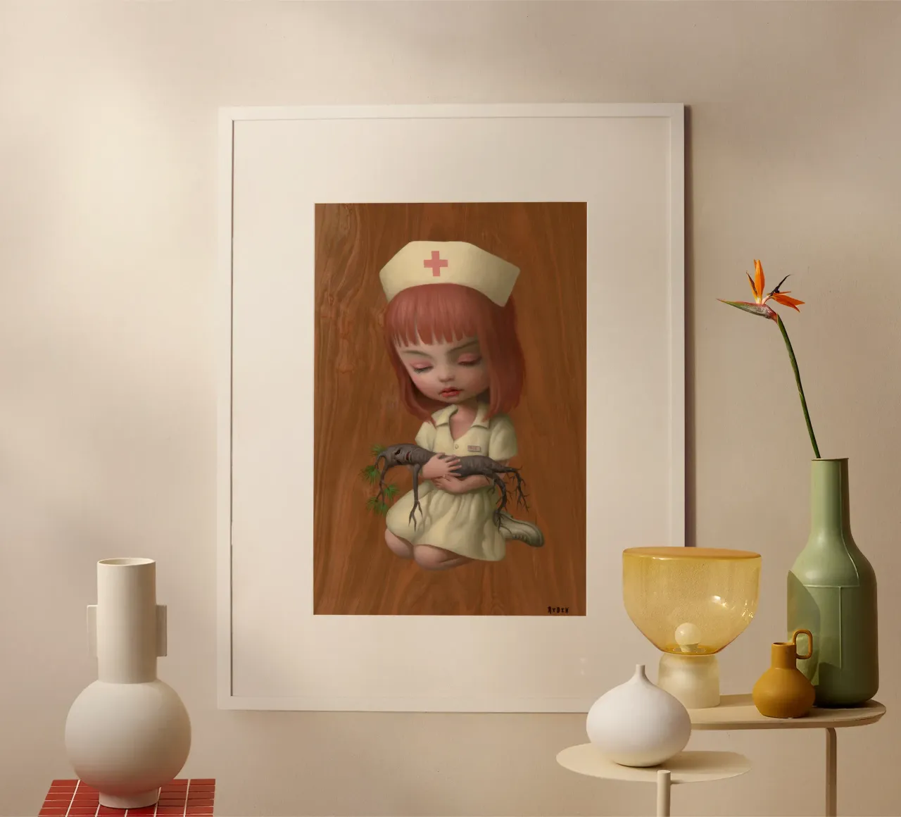 Mark Ryden - 65 Infermiera Sue poster con telaio in plastica da adriano lopezz