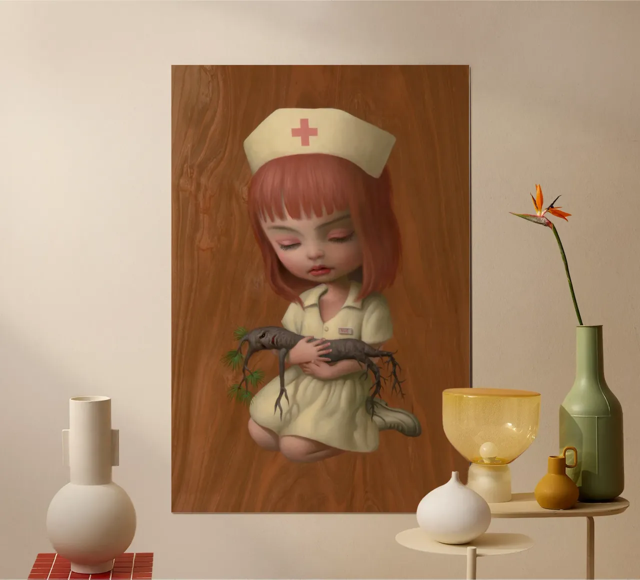 Mark Ryden - 65 Infermiera Sue poster con telaio in plastica da adriano lopezz