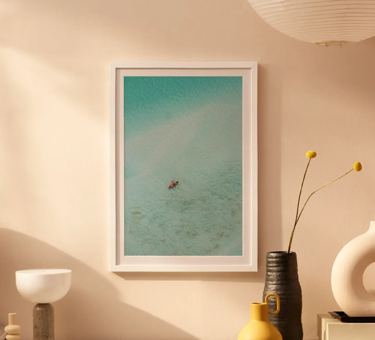 boat single in huge space poster con telaio in legno da carsa
