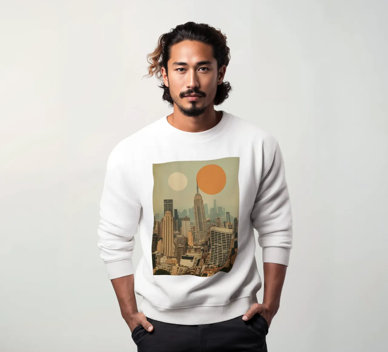 Empire State Building con sole e luna felpa da DesignDoodle