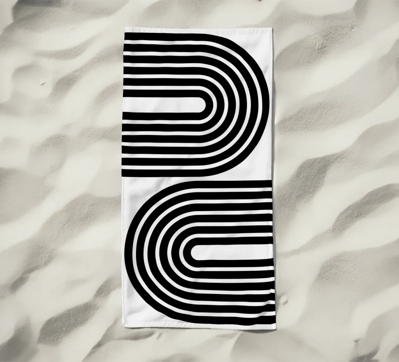Archi geometrici minimalisti in grassetto | Nero su bianco telo mare da Beauty in Simplicity