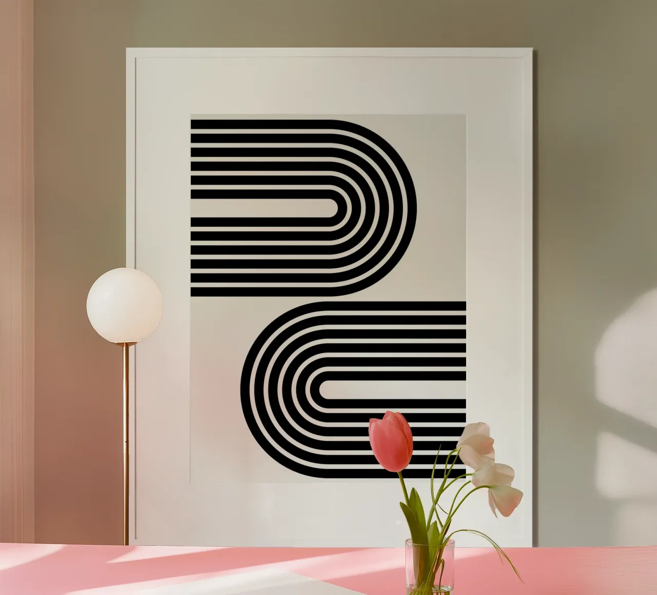 Archi geometrici minimalisti in grassetto | Nero su bianco poster con telaio in alluminio da Beauty in Simplicity