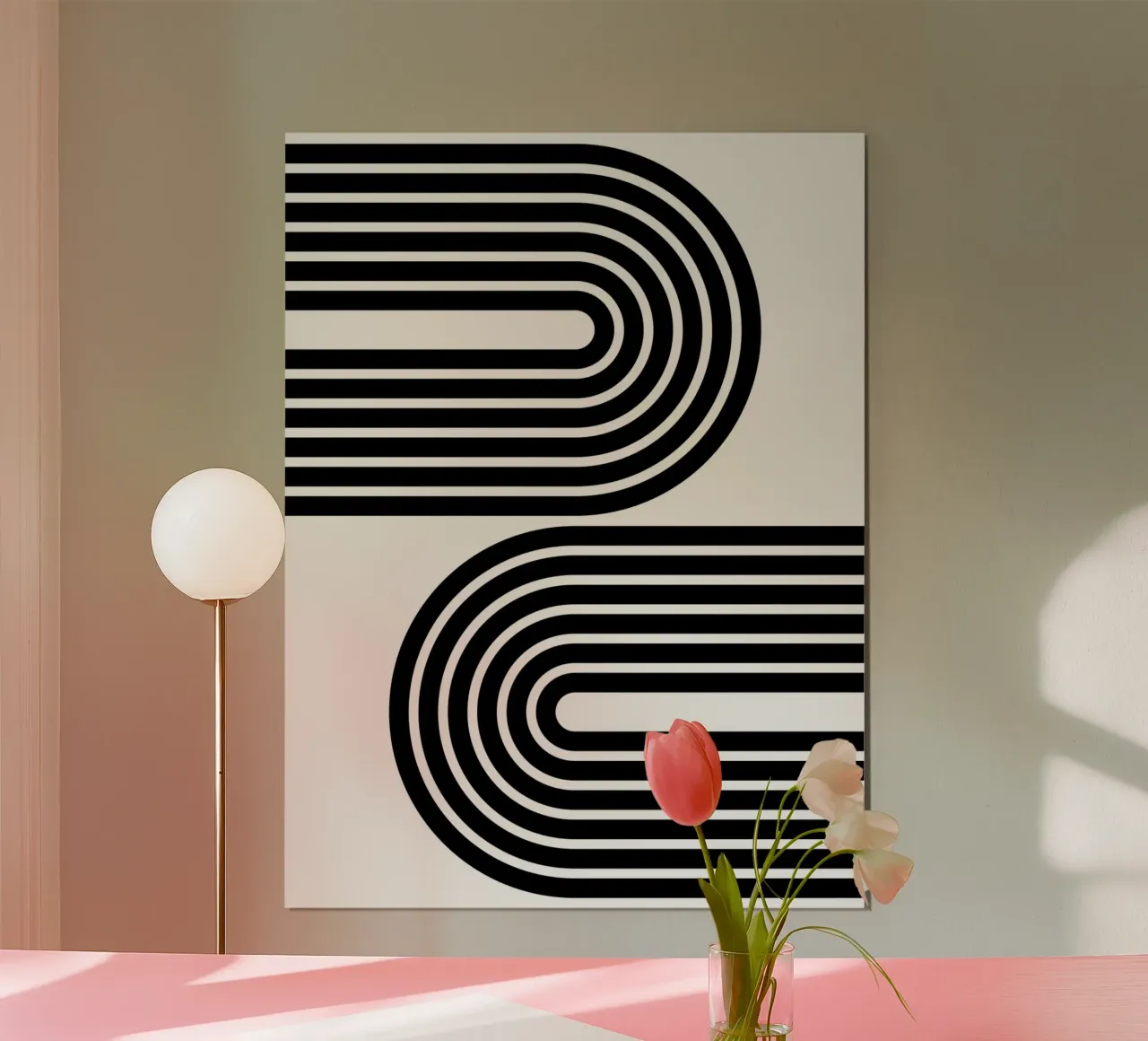 Archi geometrici minimalisti in grassetto | Nero su bianco poster con telaio in alluminio da Beauty in Simplicity