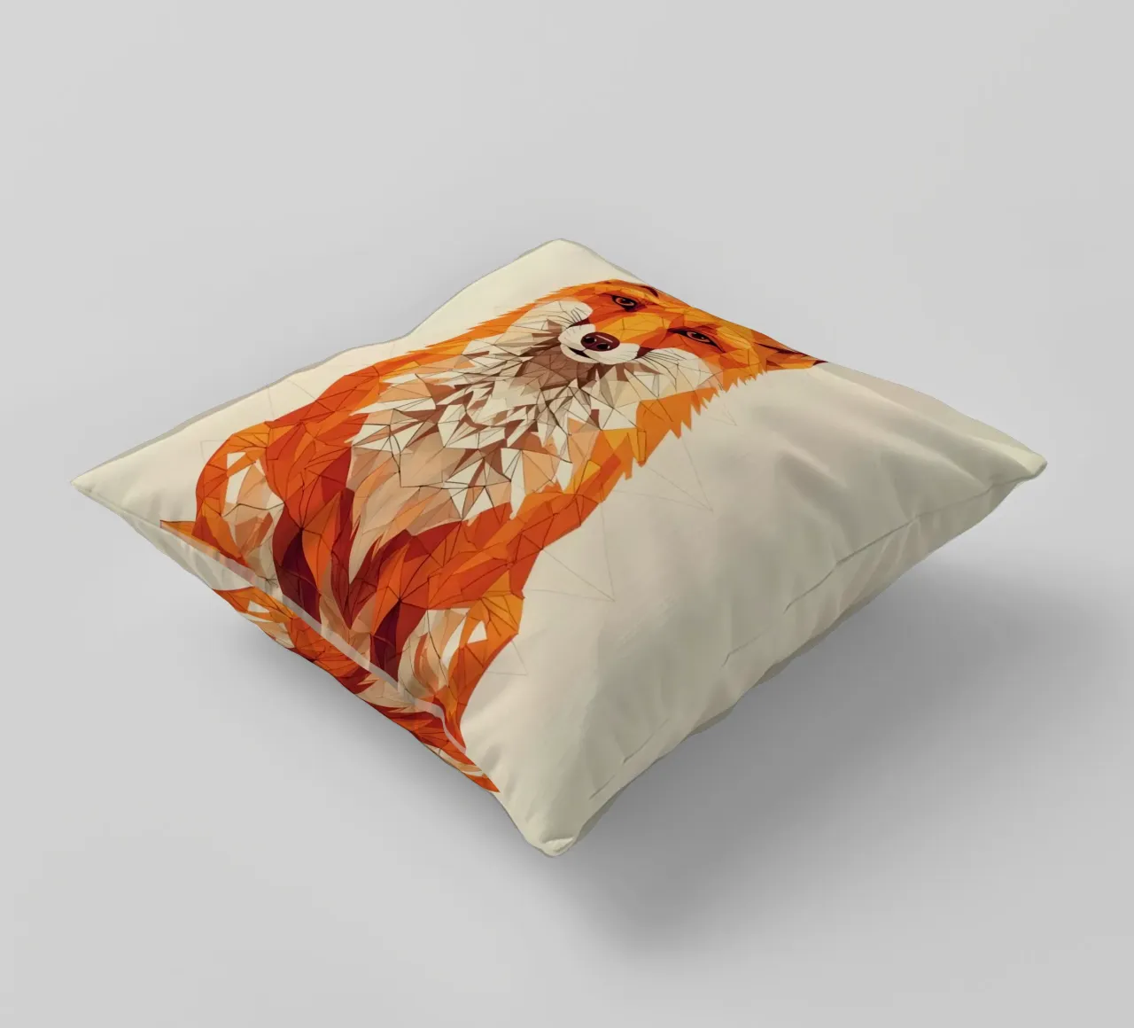 Illustrazione geometrica di una volpe con design poligonale cuscino da DesignDoodle