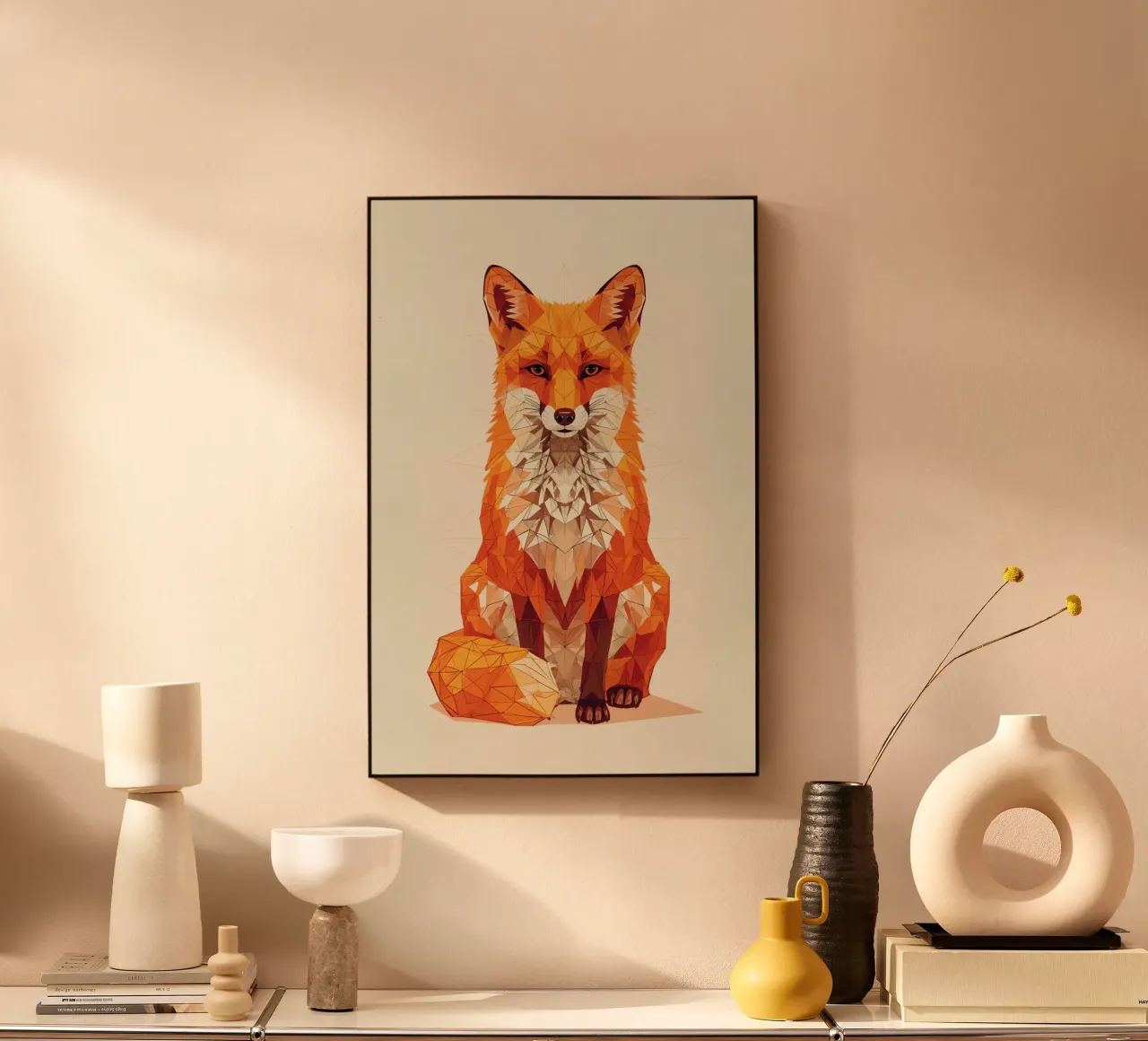 Illustrazione geometrica di una volpe con design poligonale alluminio dibond da DesignDoodle