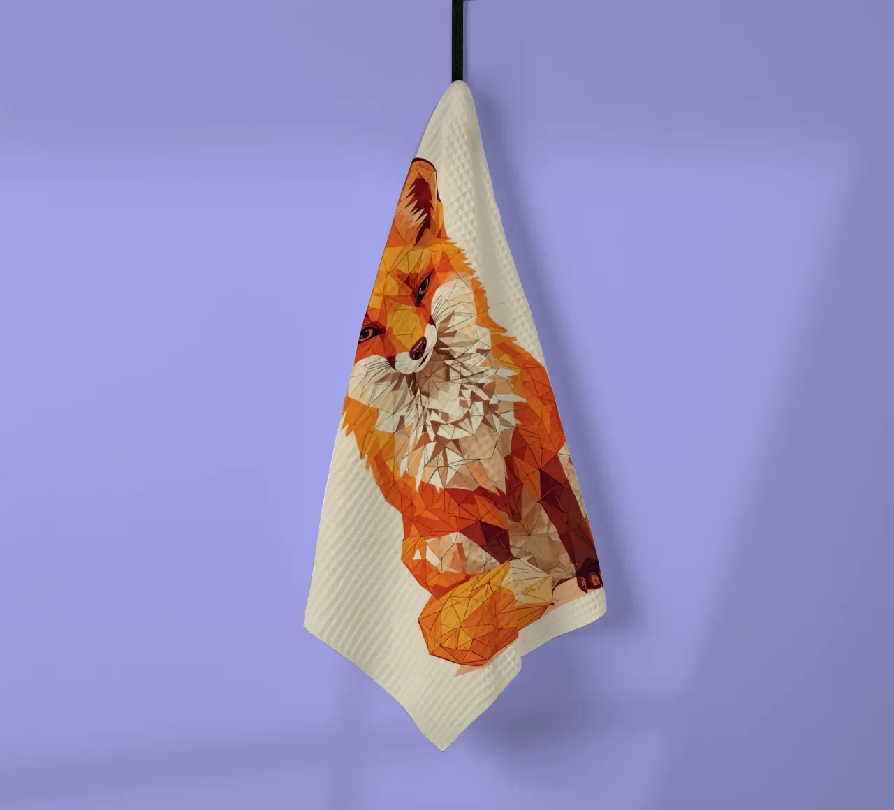 Illustrazione geometrica di una volpe con design poligonale canovaccio da cucina da DesignDoodle