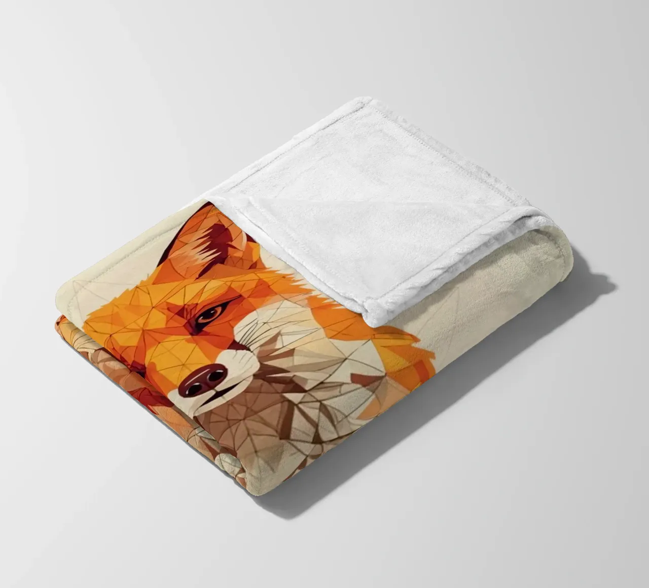 Illustrazione geometrica di una volpe con design poligonale coperta in pile da DesignDoodle