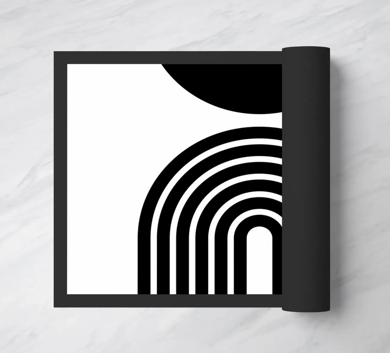 Arco e cerchio geometrico minimalista in grassetto | Nero su bianco zerbino da Beauty in Simplicity