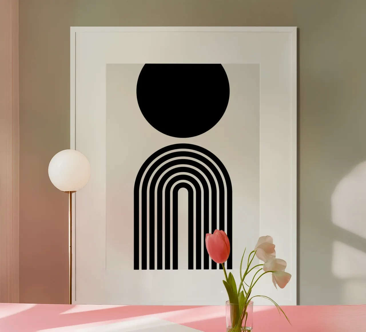 Arco e cerchio geometrico minimalista in grassetto | Nero su bianco carta hahnemühle da Beauty in Simplicity