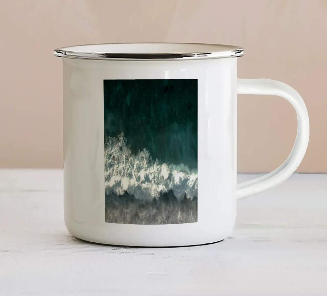 white wave tazza in smalto da carsa