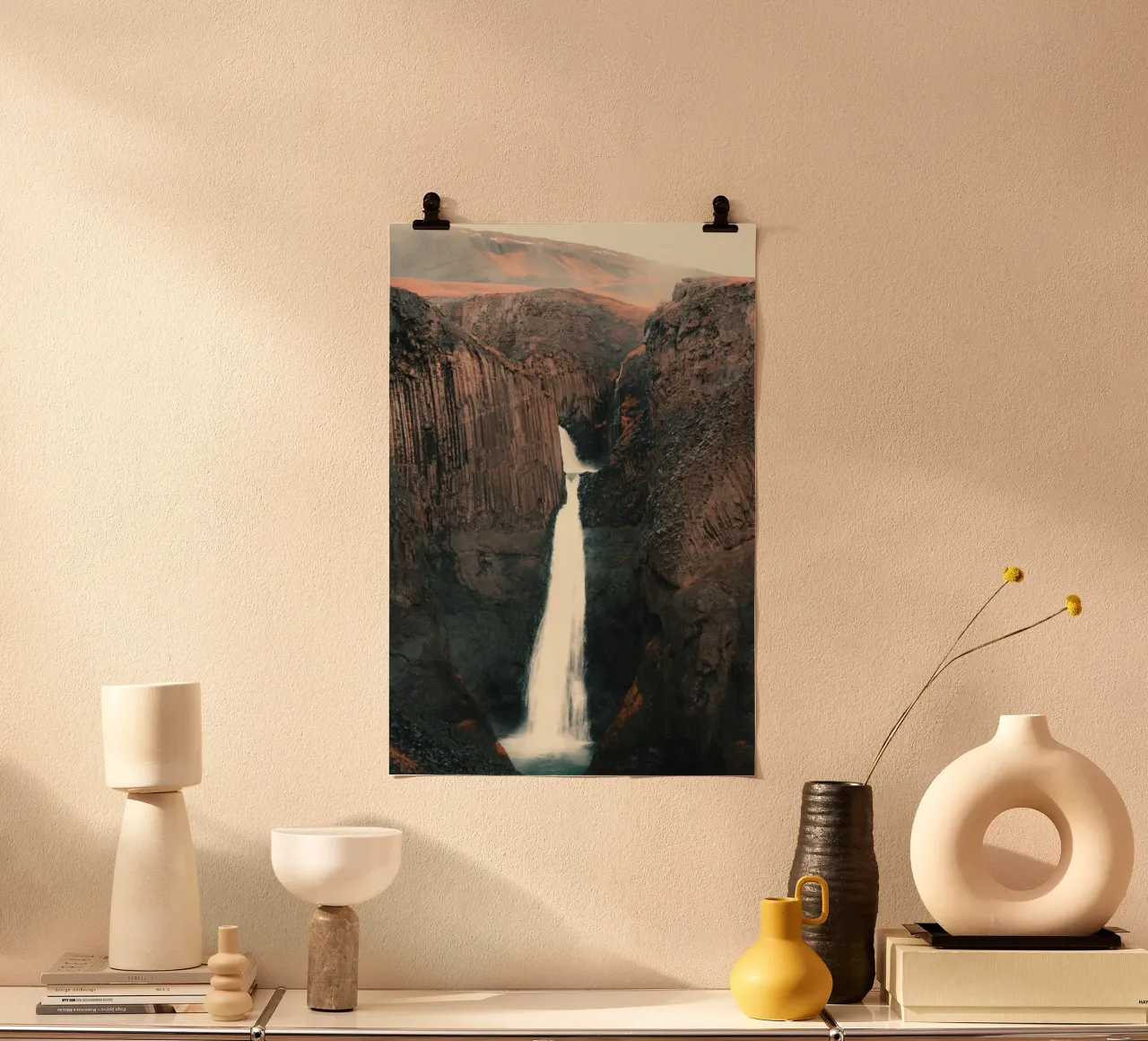 waterfall mountain poster con telaio in plastica da carsa
