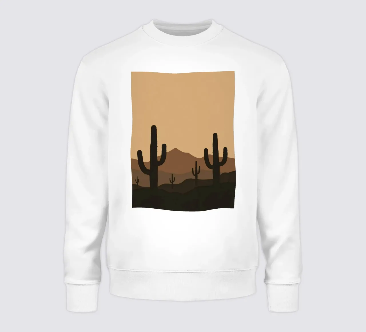 Paesaggio desertico monocromatico con sagome di cactus felpa da DesignDoodle