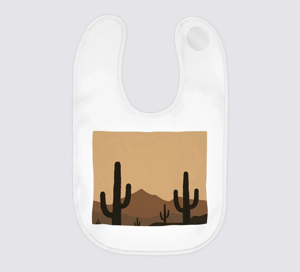 Paesaggio desertico monocromatico con sagome di cactus bavaglino da DesignDoodle