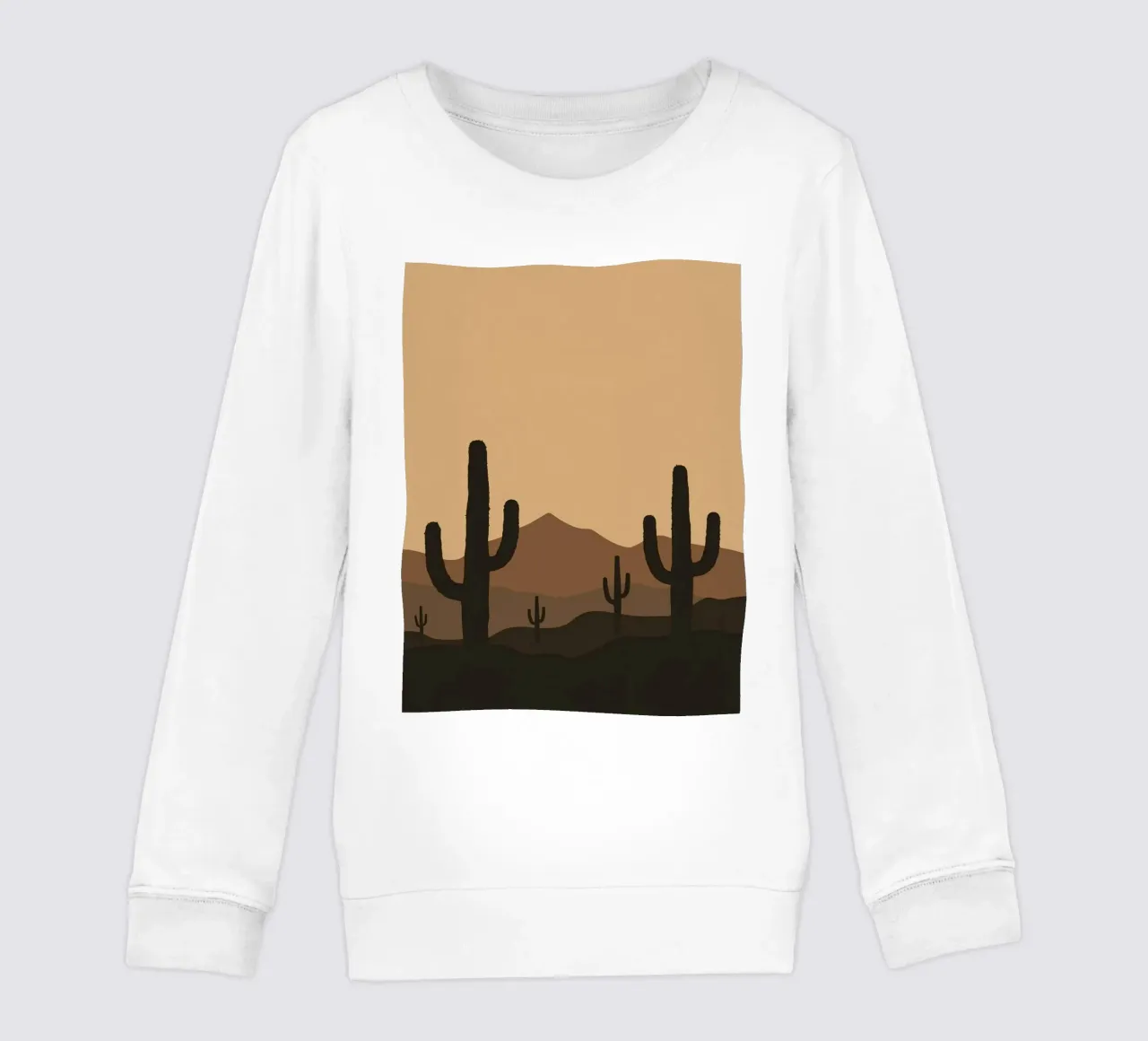 Paesaggio desertico monocromatico con sagome di cactus felpa bambino da DesignDoodle