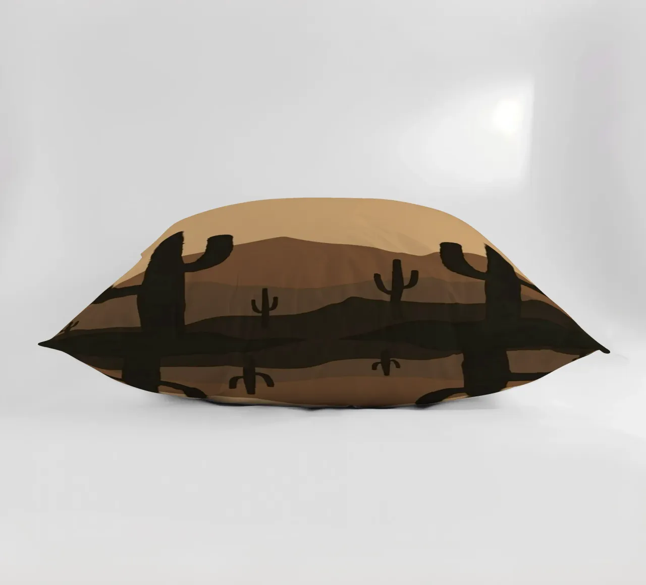 Paesaggio desertico monocromatico con sagome di cactus cuscino da DesignDoodle