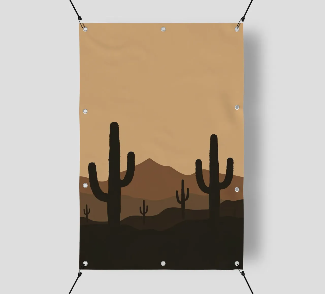 Paesaggio desertico monocromatico con sagome di cactus telo in pvc da DesignDoodle