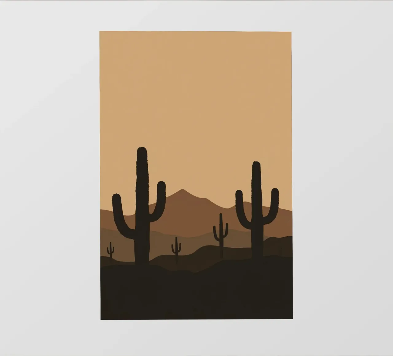 Paesaggio desertico monocromatico con sagome di cactus telo in pvc da DesignDoodle