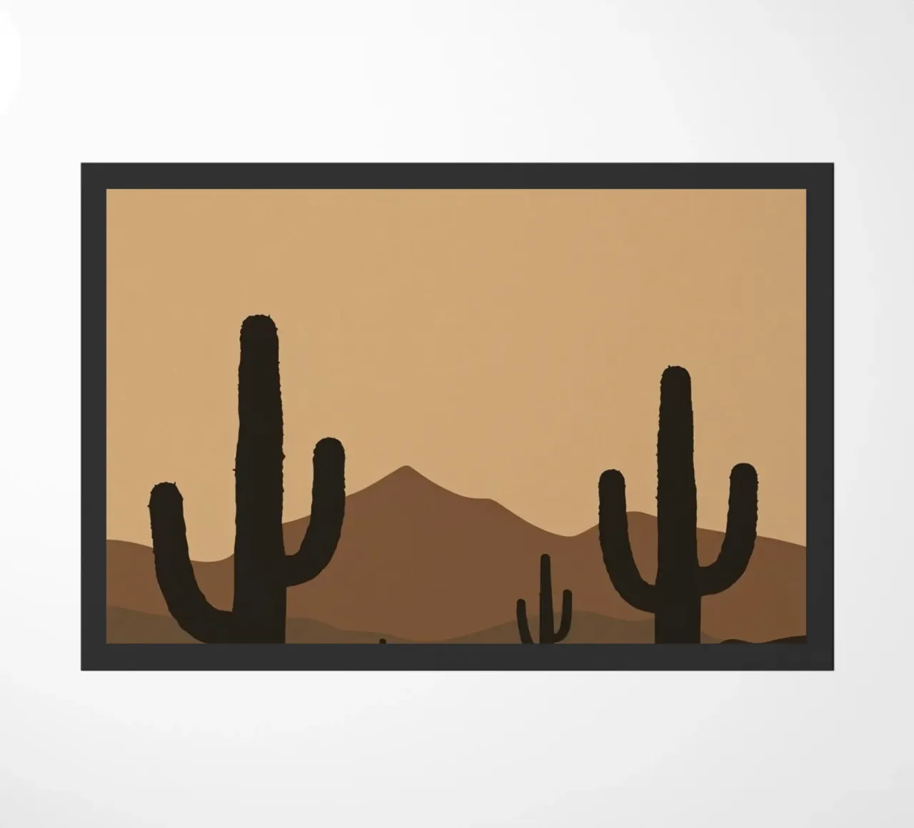 Paesaggio desertico monocromatico con sagome di cactus zerbino da DesignDoodle
