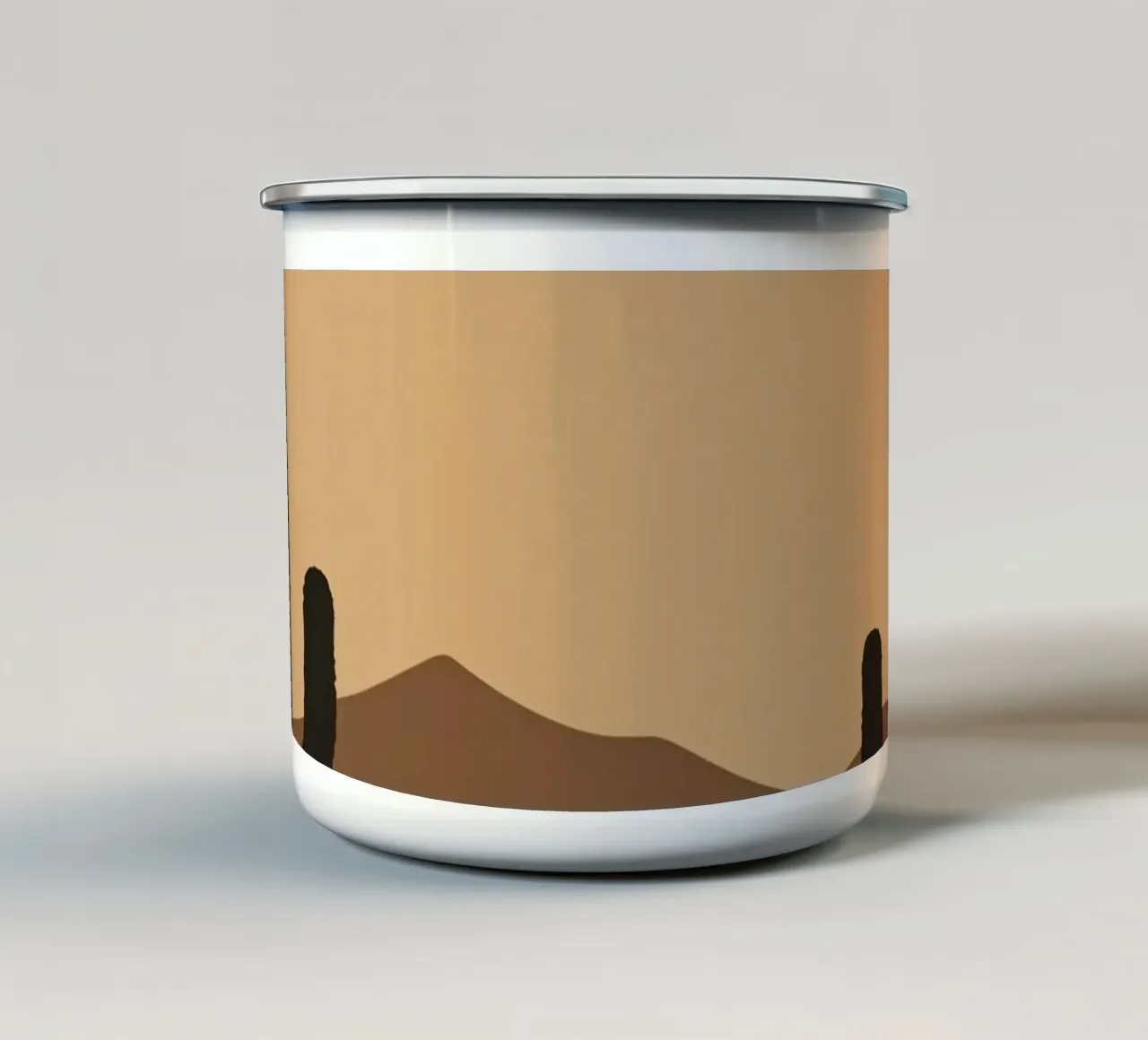 Paesaggio desertico monocromatico con sagome di cactus tazza in smalto da DesignDoodle