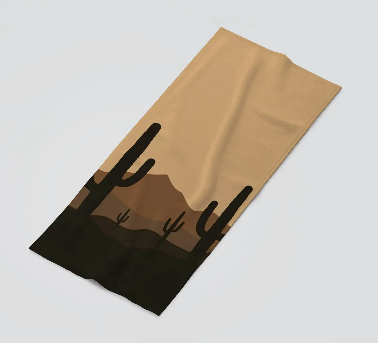 Paesaggio desertico monocromatico con sagome di cactus telo mare da DesignDoodle