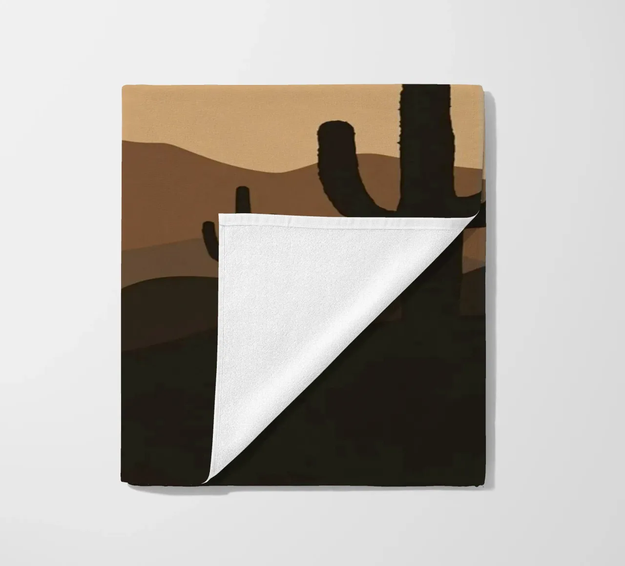 Paesaggio desertico monocromatico con sagome di cactus telo mare da DesignDoodle
