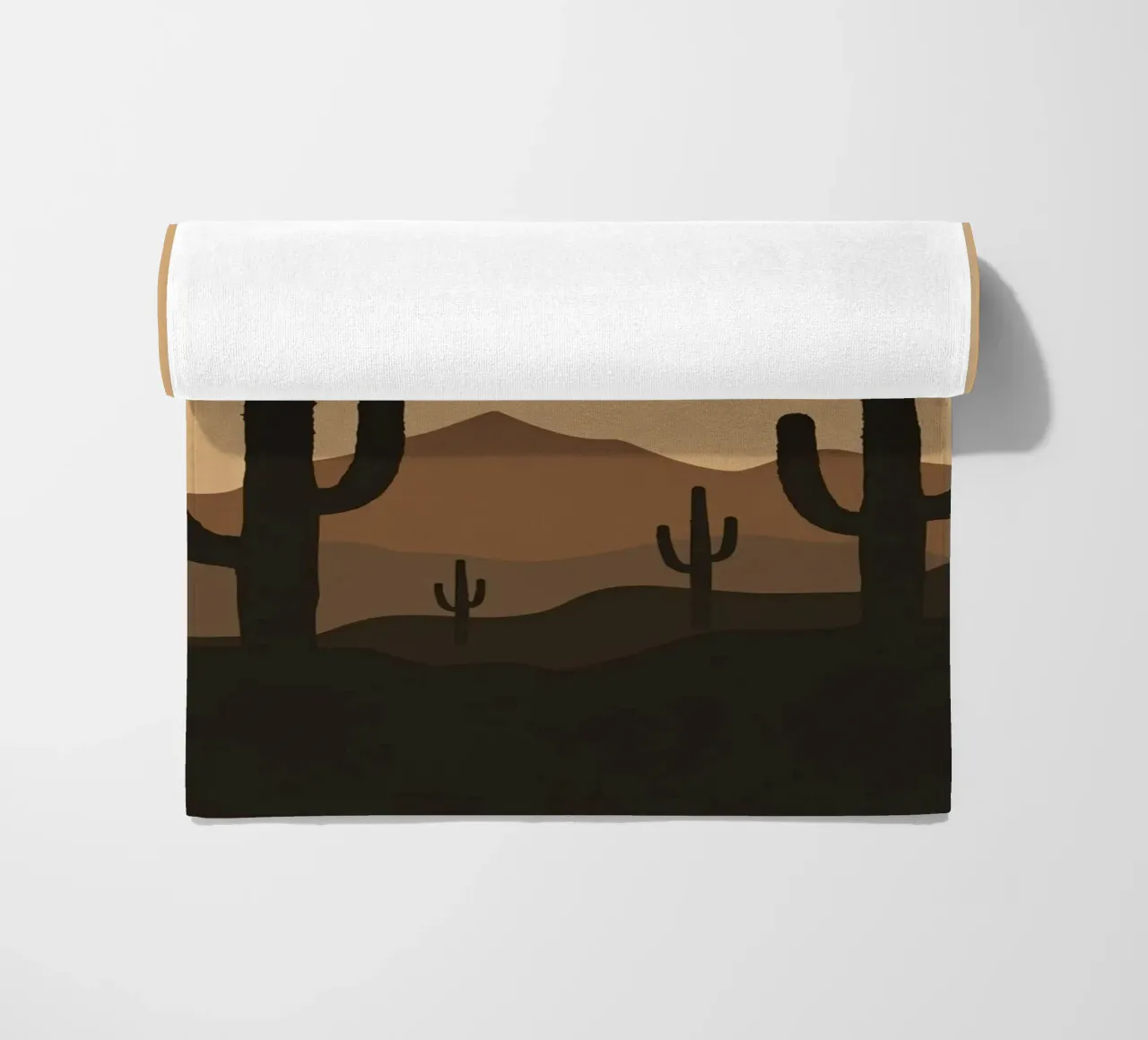 Paesaggio desertico monocromatico con sagome di cactus telo mare da DesignDoodle