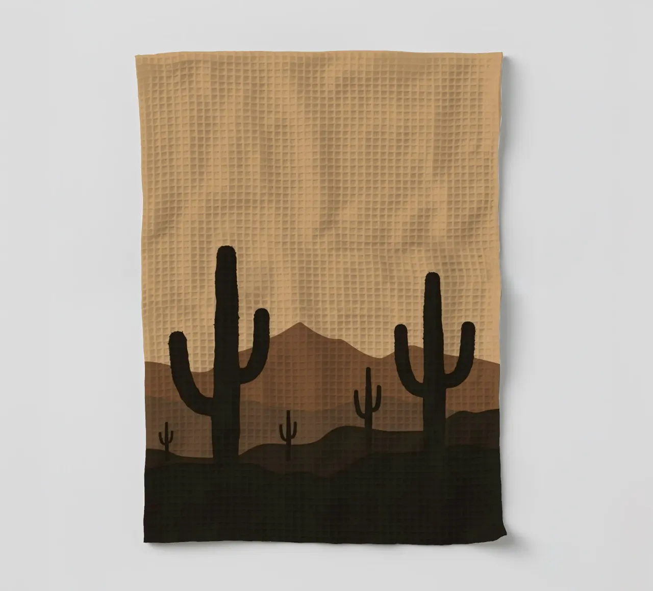 Paesaggio desertico monocromatico con sagome di cactus canovaccio da cucina da DesignDoodle