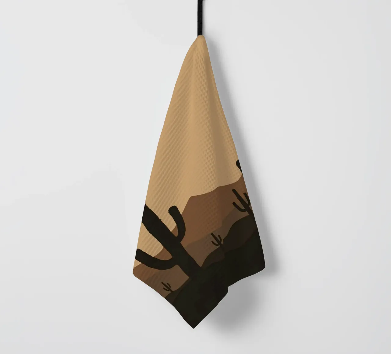 Paesaggio desertico monocromatico con sagome di cactus canovaccio da cucina da DesignDoodle