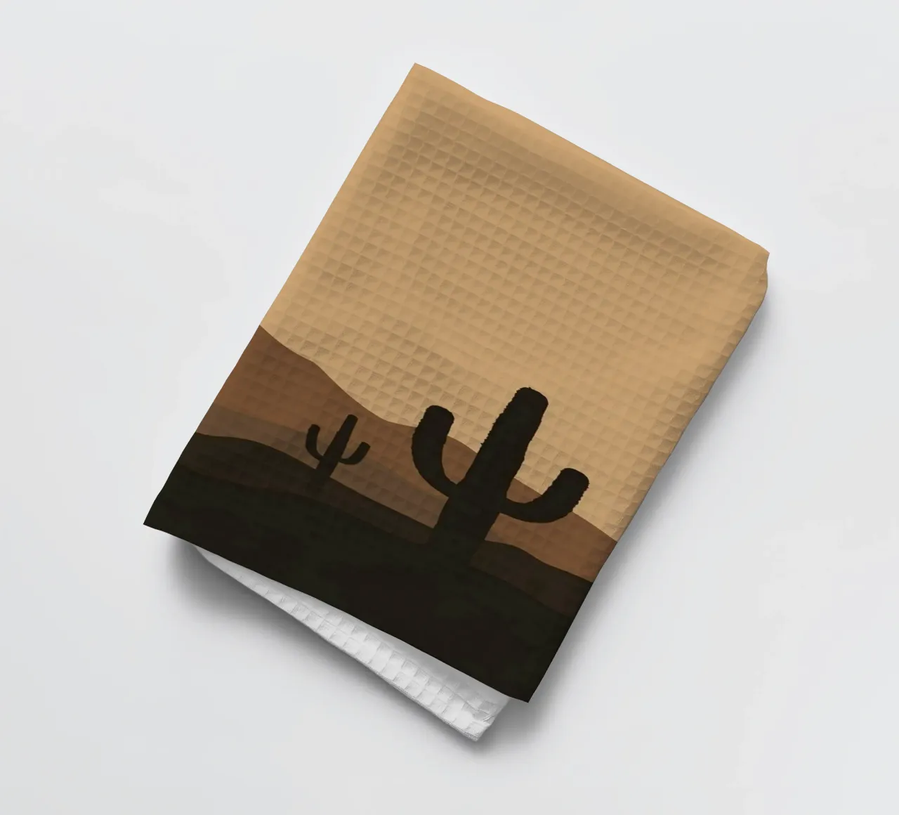 Paesaggio desertico monocromatico con sagome di cactus canovaccio da cucina da DesignDoodle