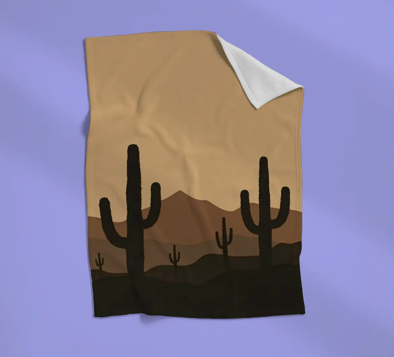 Paesaggio desertico monocromatico con sagome di cactus coperta in pile da DesignDoodle