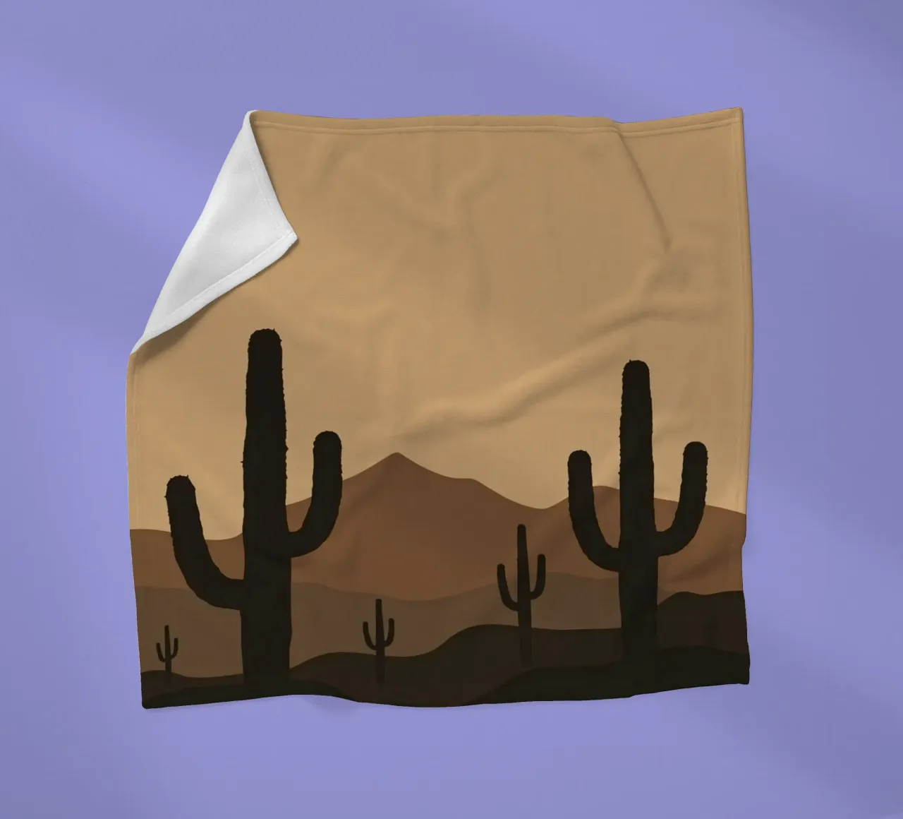 Paesaggio desertico monocromatico con sagome di cactus coperta in pile da DesignDoodle