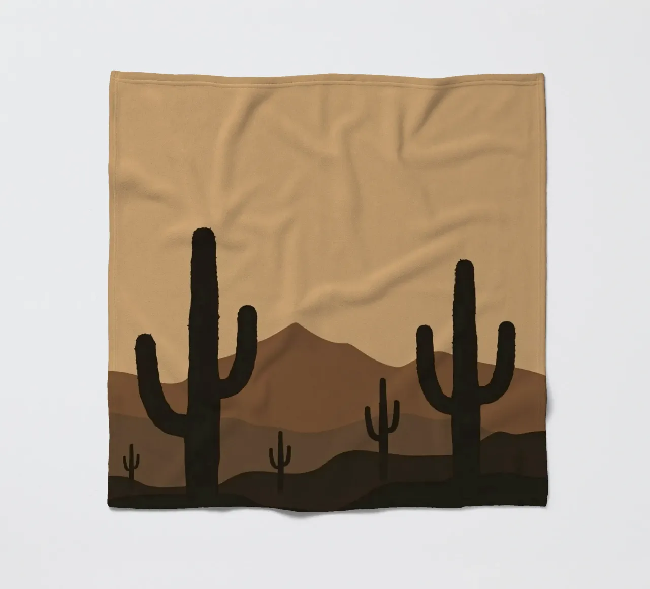 Paesaggio desertico monocromatico con sagome di cactus coperta in pile da DesignDoodle