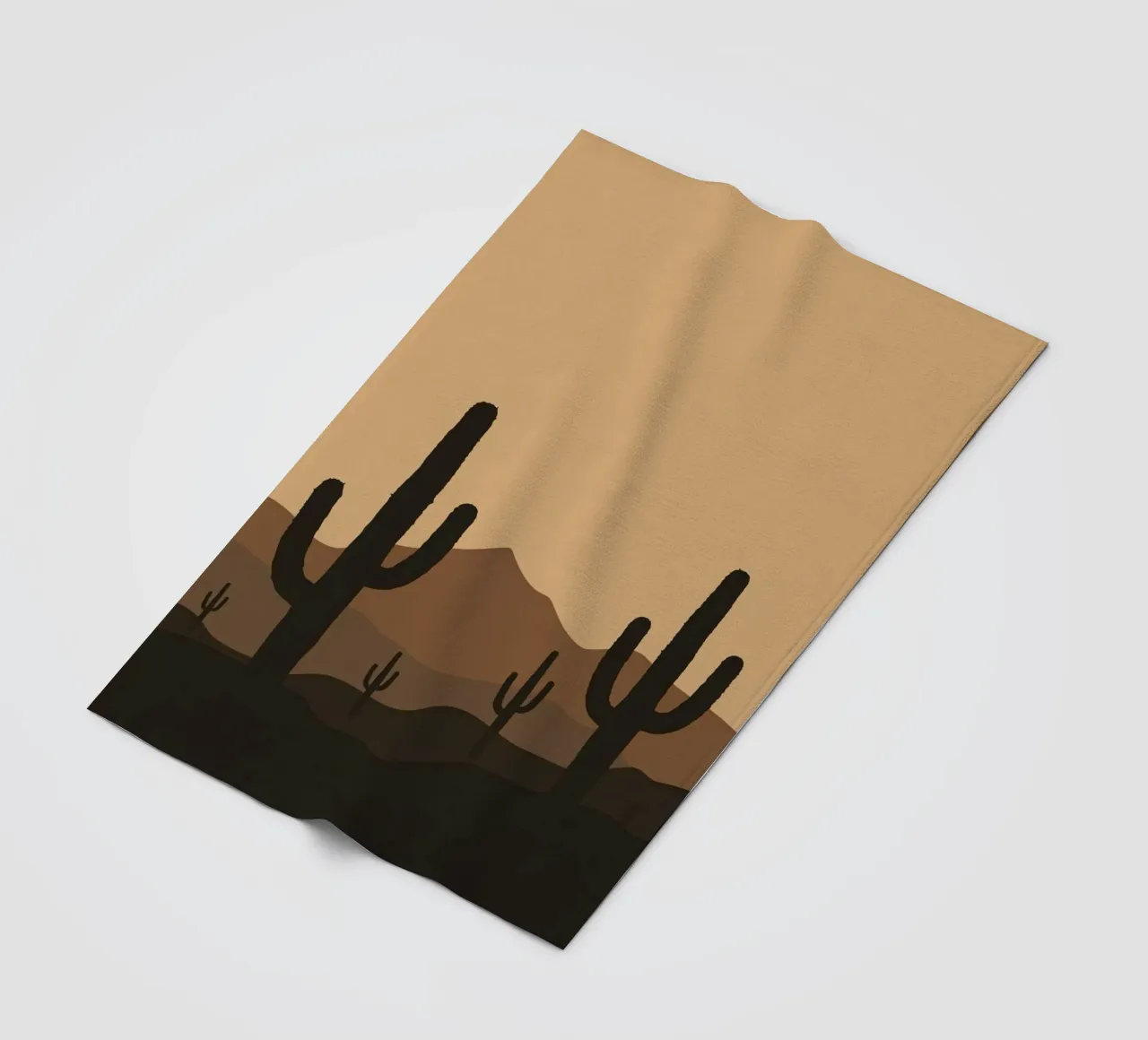 Paesaggio desertico monocromatico con sagome di cactus coperta in pile da DesignDoodle