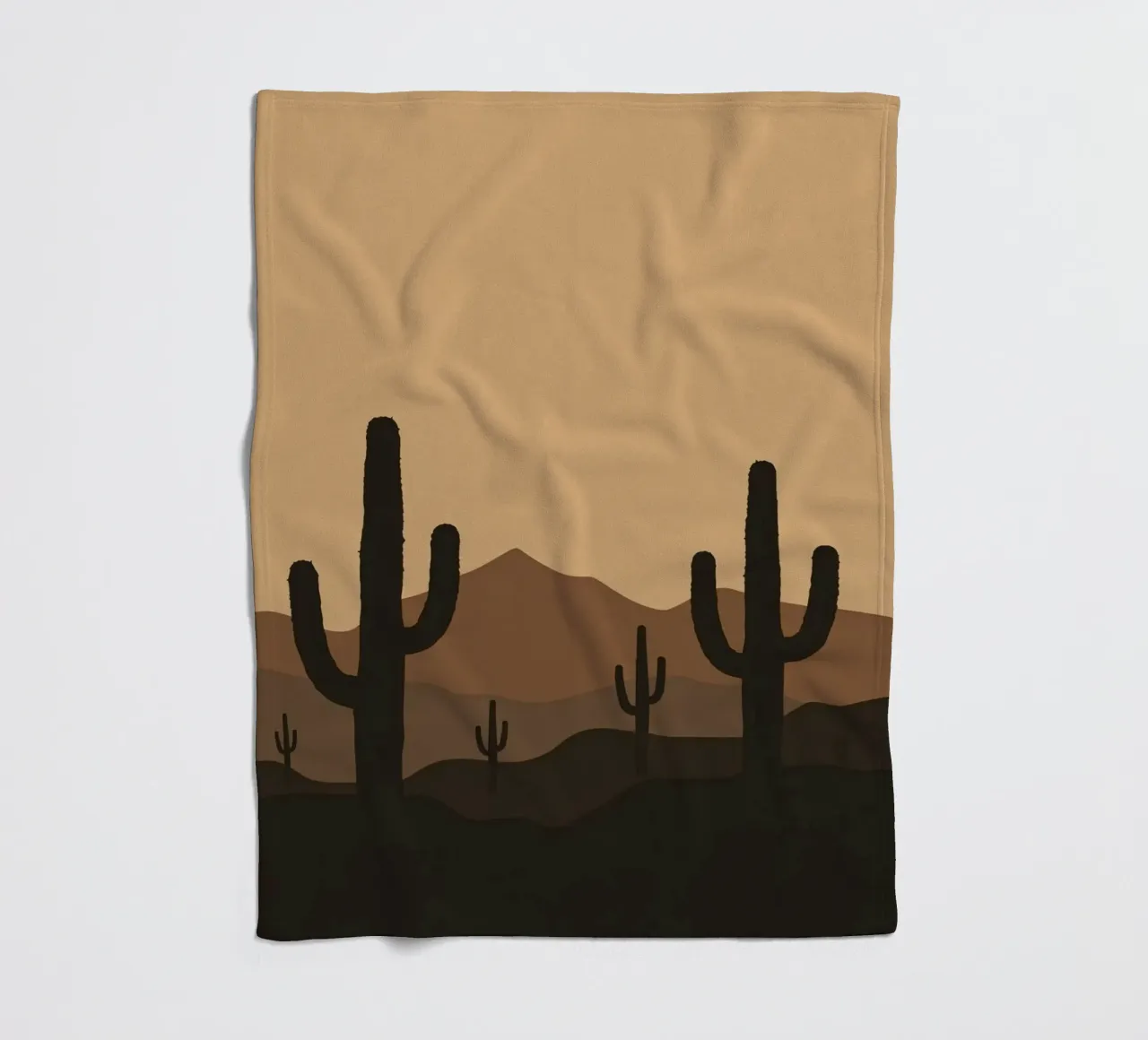 Paesaggio desertico monocromatico con sagome di cactus coperta in pile da DesignDoodle