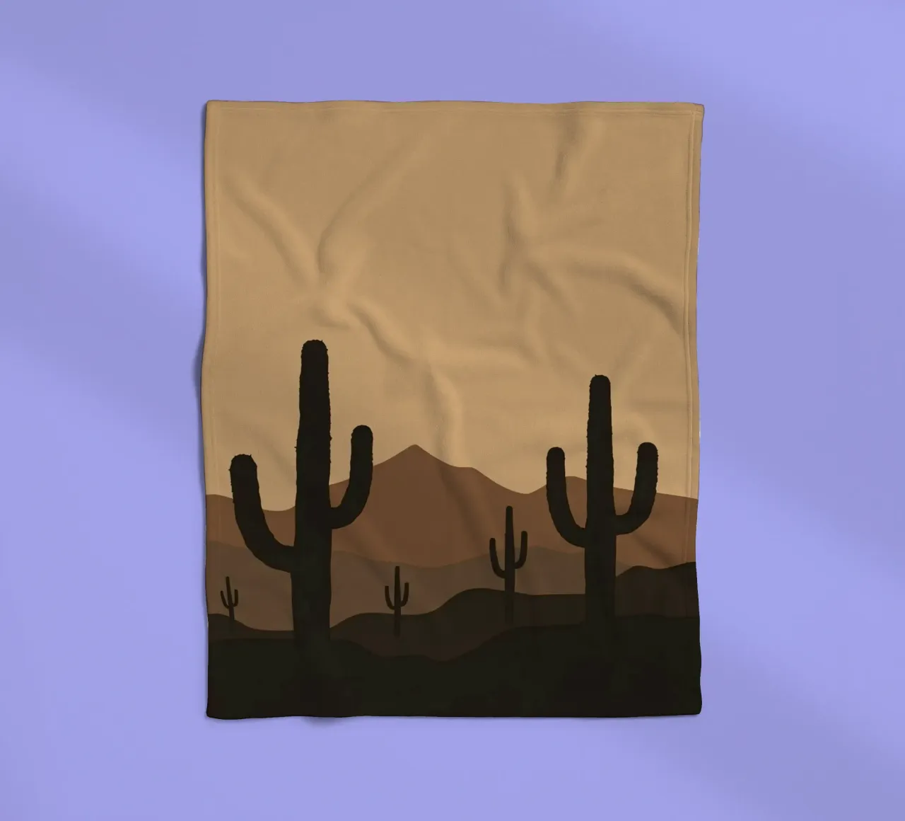 Paesaggio desertico monocromatico con sagome di cactus coperta in pile da DesignDoodle