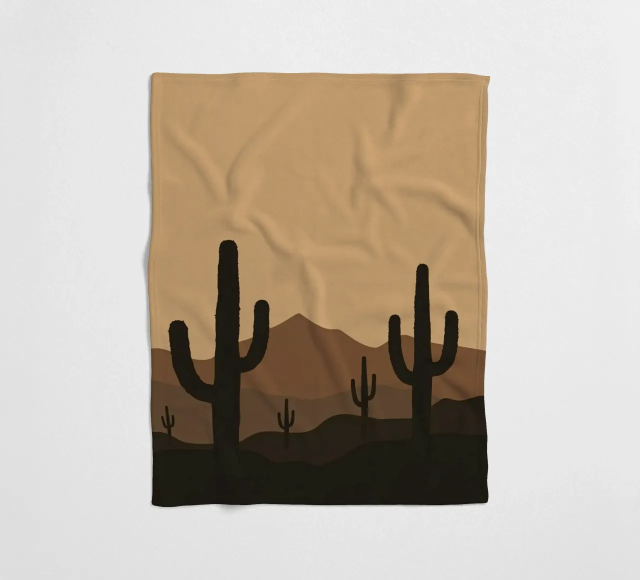 Paesaggio desertico monocromatico con sagome di cactus coperta in pile da DesignDoodle