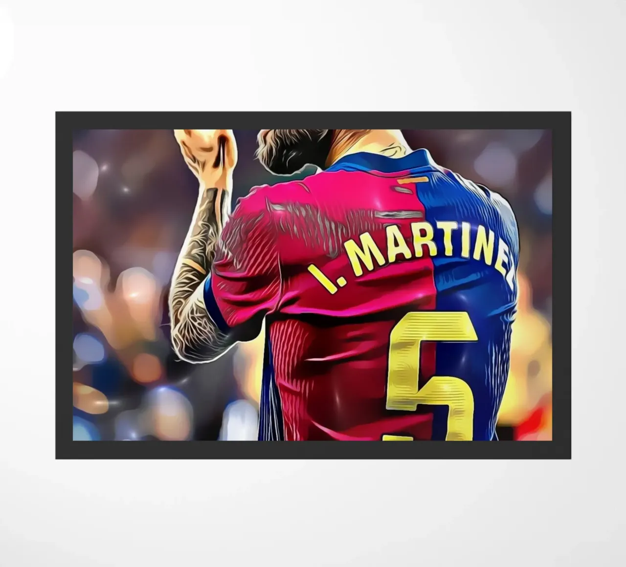 Illustrazione di un giocatore di calcio in maglia rossa e blu numero 5 zerbino da dark eagle