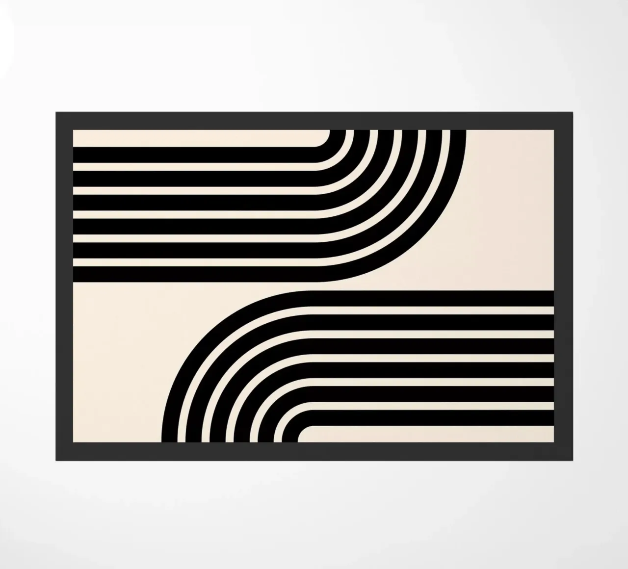 Minimalist Geometric Bold Striped Arches | Black on Ivory doormat by Beauty in Simplicity