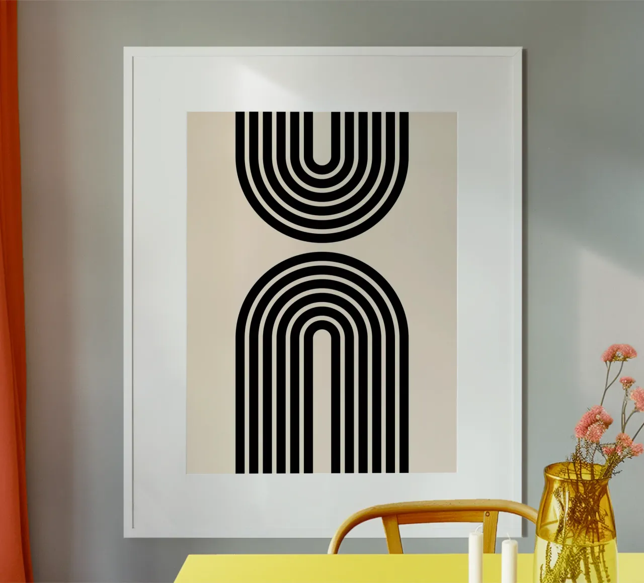 Archi geometrici minimalisti in grassetto 2 | Nero su avorio poster con telaio in legno da Beauty in Simplicity