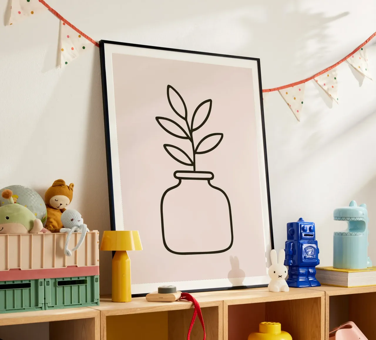 Illustrazione di una pianta minimalista in un vaso poster con telaio in plastica da Maria Maier