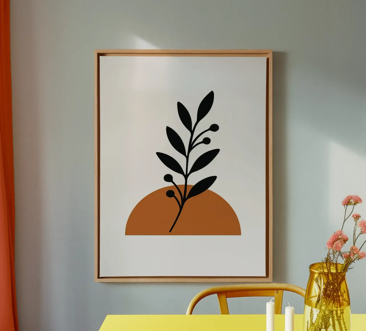 Arte vegetale minimalista con forma geometrica tela con Cornice a cassetta da Maria Maier