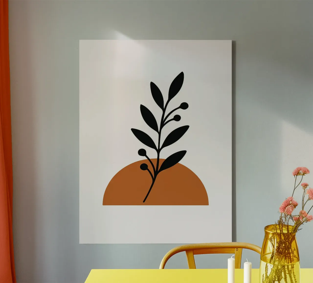 Arte vegetale minimalista con forma geometrica tela con Cornice a cassetta da Maria Maier