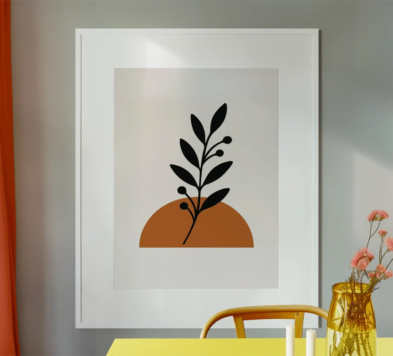 Arte vegetale minimalista con forma geometrica poster con telaio in plastica da Maria Maier