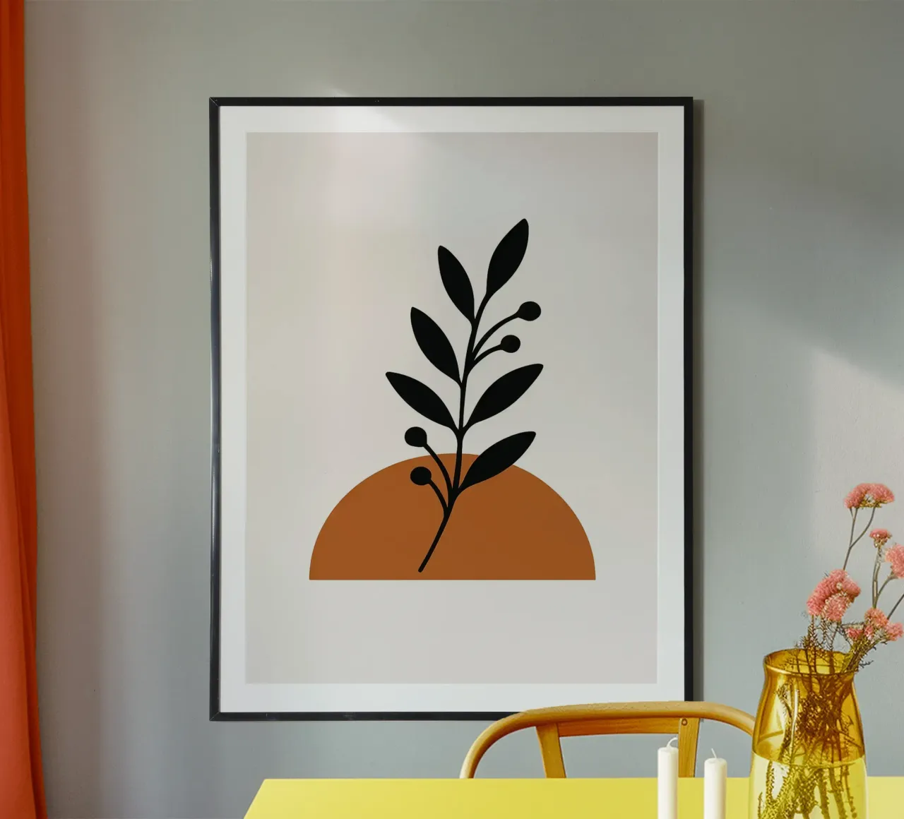 Arte vegetale minimalista con forma geometrica poster con telaio in plastica da Maria Maier