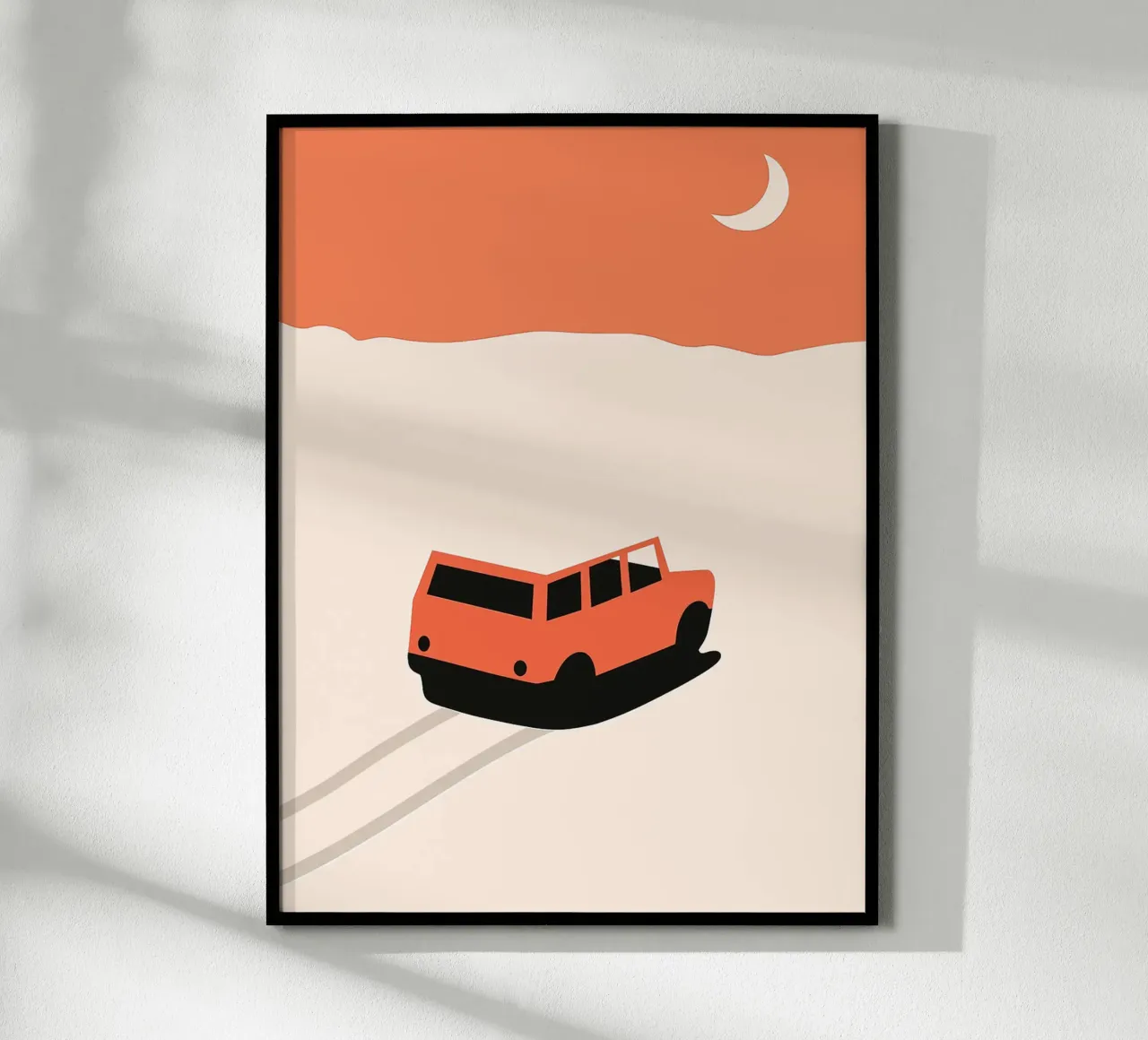 Auto arancione Illustrazione minimalista del paesaggio poster da Maria Maier