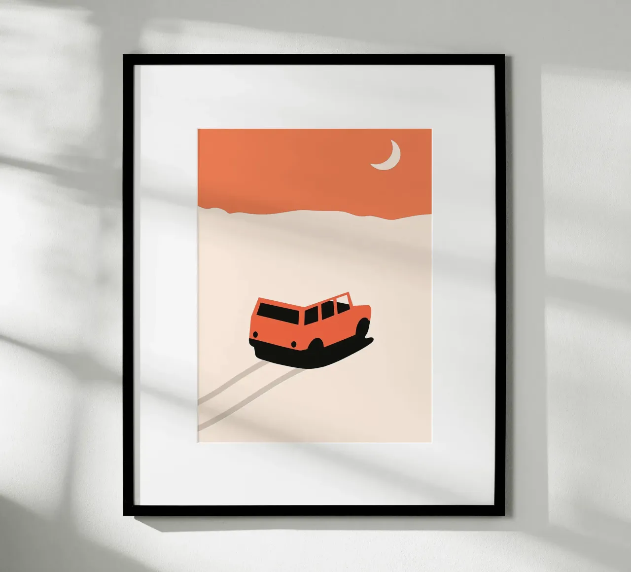 Auto arancione Illustrazione minimalista del paesaggio poster da Maria Maier