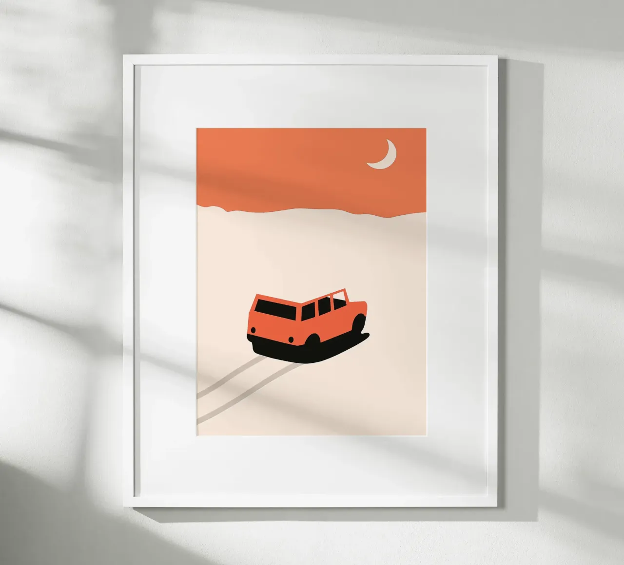 Auto arancione Illustrazione minimalista del paesaggio poster da Maria Maier
