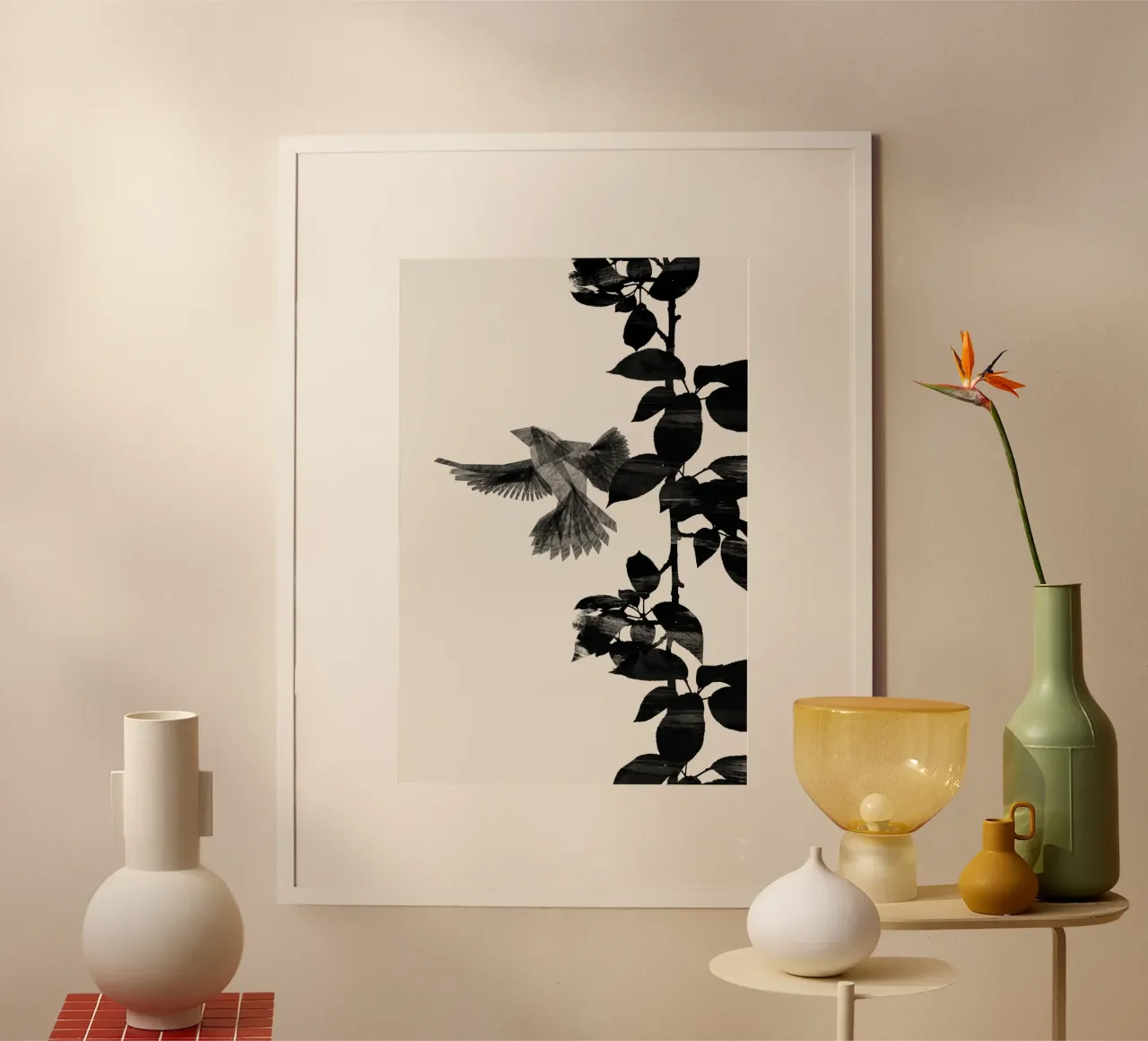 Danushka - Uccello botanico A poster con telaio in plastica da The Artcircle
