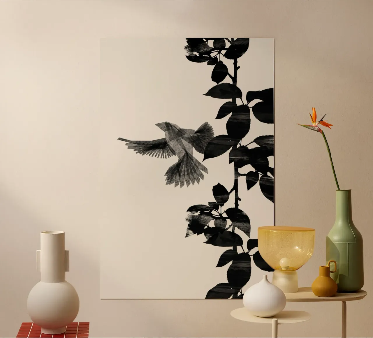 Danushka - Uccello botanico A poster con telaio in plastica da The Artcircle
