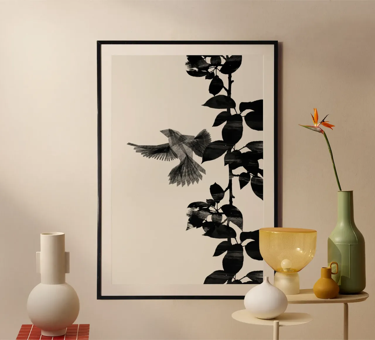 Danushka - Uccello botanico A poster con telaio in plastica da The Artcircle